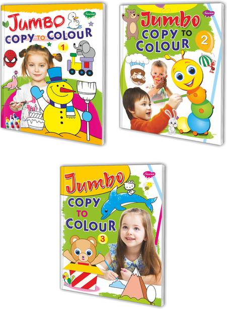 Jumbo Copy to Colour � 1, 2 and 3 Coloring Book, Combo of 3