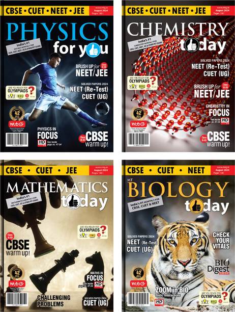 MTG Monthly Magazines Of August 2024 - Physics For You, Chemistry Today, Mathematics Today & Biology Today For JEE & NEET Exam 2024