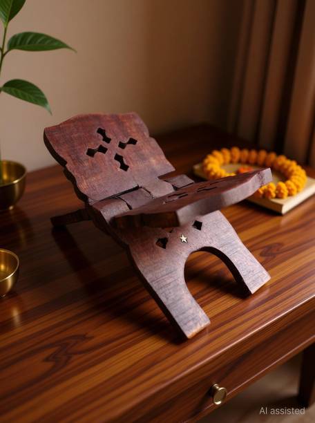 Vrindmart Wooden book stand for bhagwat gita foldable Wooden Brown Book Rest