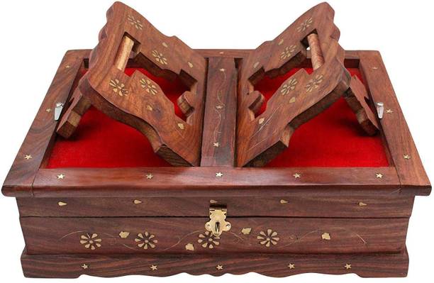 Stylish Art Maker Wooden Geeta Box For Reading Quran,Bible,Geeta,Book Stand Wooden Brown Book Rest