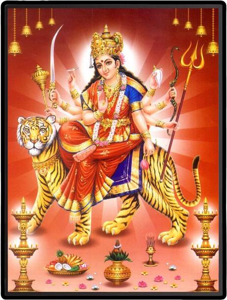 HitechMart Durga Laminated Photo Religious Frame