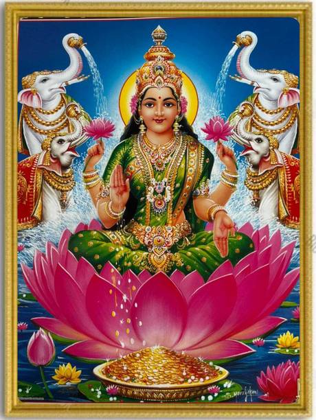 SL GIFTS Laxmi Mata Hindu Religious Photo Frame | 10x14 Inch Wall Hanging Decor Religious Frame