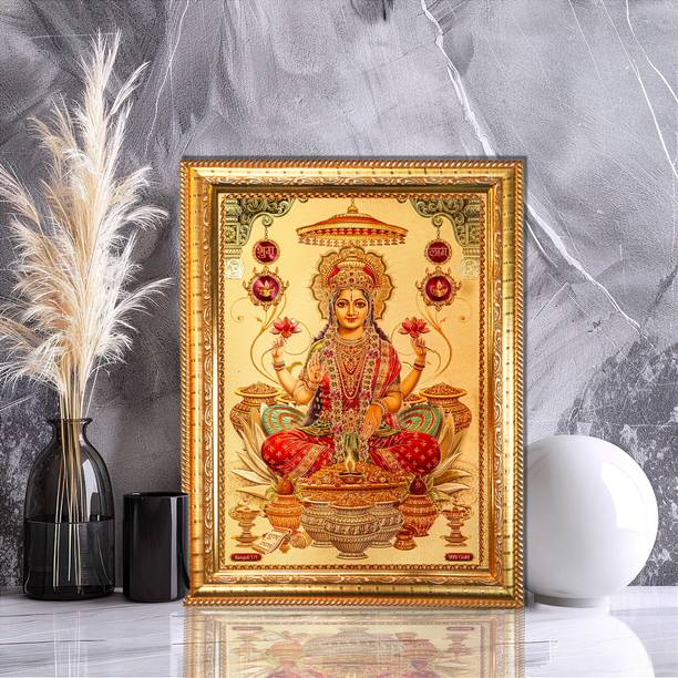 HAWAI Gold Plated Lakshmi Home Decor Photo Frame for Home Office Pooja Room Religious Frame