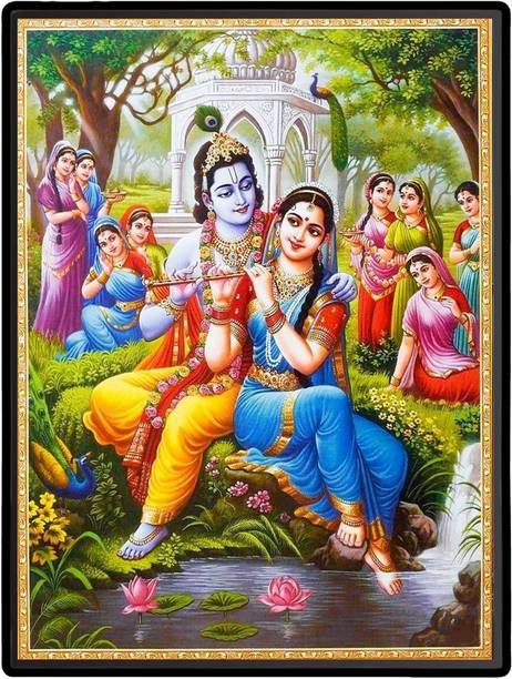 HitechMart Radha Krishna Laminated Photo Religious Frame