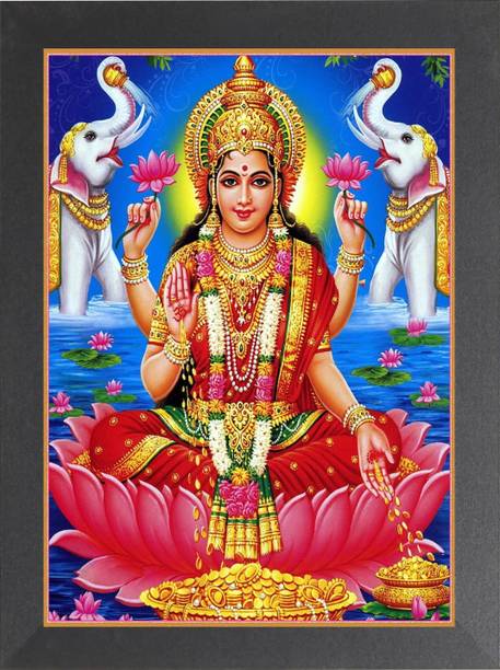 DECORPRINT DESIGN Laxmi Mata For Diwali Pooja, laxmi mata devi, MAA LAXMI, DHAN LAXMI,(8X12)A4 Religious Frame