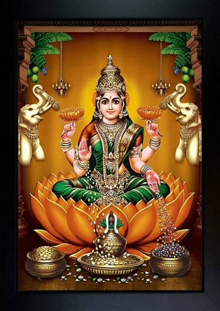 CrowdHall Laxmi Mata Photo Frame | Laxmi Maa photo ( 10 x 13.5 IN ) Religious Frame