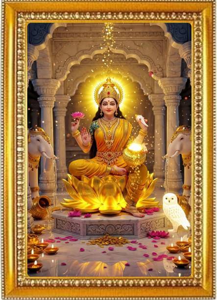 Madhuram Agency Lakshmi Mata Gold HD Photo Frame Religious Frame