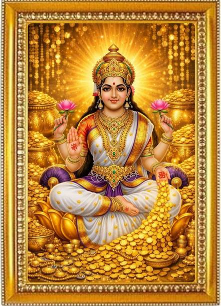 Madhuram Agency Lakshmi Mata Gold HD Photo Frame Religious Frame