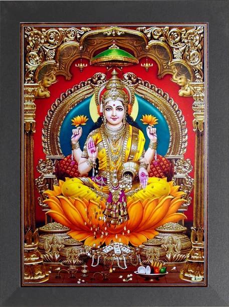 Nuoshopping Laxmi Mata For Diwali Pooja, laxmi mata devi, MAA LAXMI, DHAN LAXMI,(8.5X11)A4 Religious Frame
