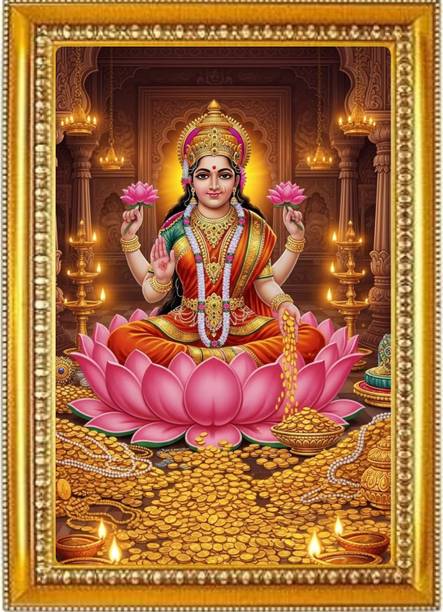 Madhuram Agency Lakshmi Mata Gold HD Photo Frame Religious Frame