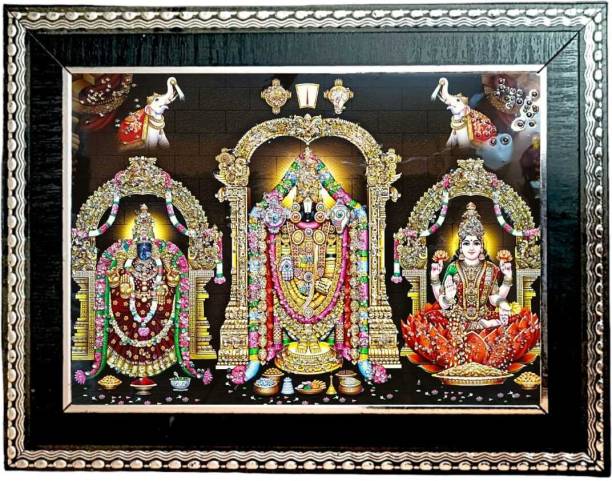 SUNINOW God Sri Tirupati venkateswara Swamy (Balaji) with Padmavati & Lakshmi Devi Religious Frame
