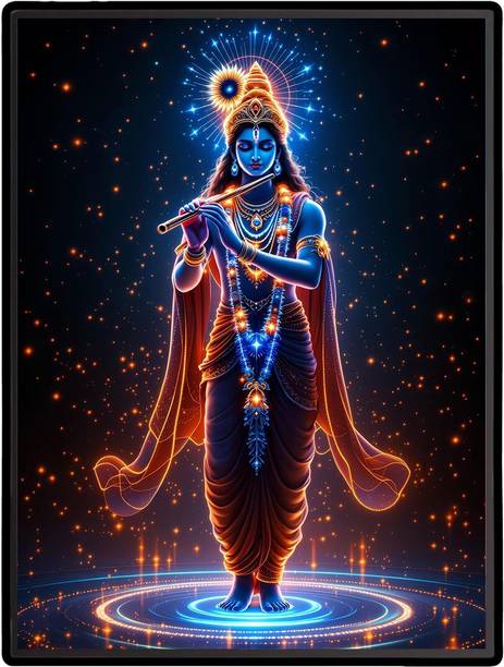 HitechMart Krishna Laminated Photo Religious Frame