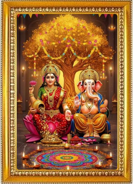 Madhuram Agency Lakshmi Mata Gold HD Photo Frame Religious Frame