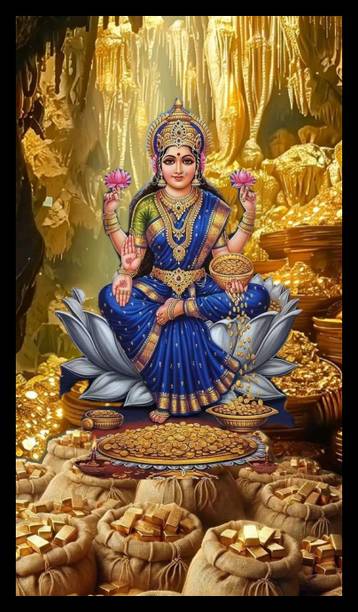 MAHA LAXMI Religious Photo Frame, coated Lamination Religious Frame