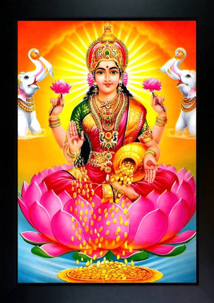 CrowdHall Laxmi Mata Photo Frame | Laxmi Maa ( 10 x 13.5 IN ) Religious Frame