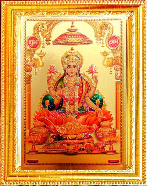 SUNINOW Laxmi photo with shubh labh | GOD PHOTO FRAMES | Hindu god photo | bhagwan photo Religious Frame