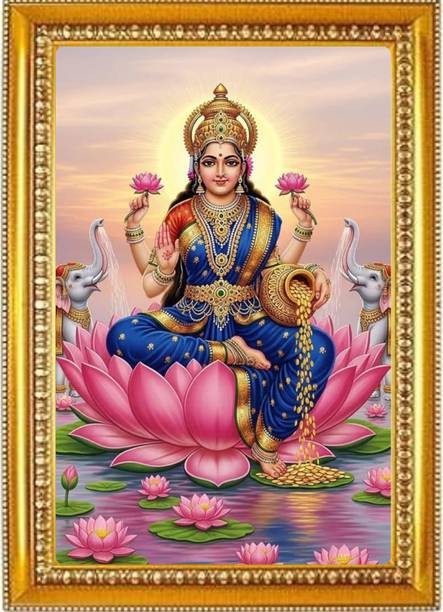 Madhuram Agency Lakshmi Mata Gold HD Photo Frame Religious Frame
