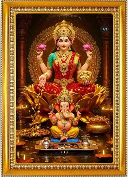 Madhuram Agency Lakshmi Mata Gold HD Photo Frame Religious Frame