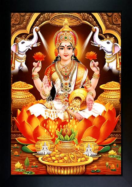 CrowdHall Laxmi Mata Photo Frame | Laxmi Maa ( 10 x 13.5 IN ) Religious Frame