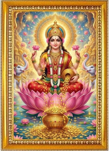 Madhuram Agency Lakshmi Mata Gold HD Photo Frame Religious Frame