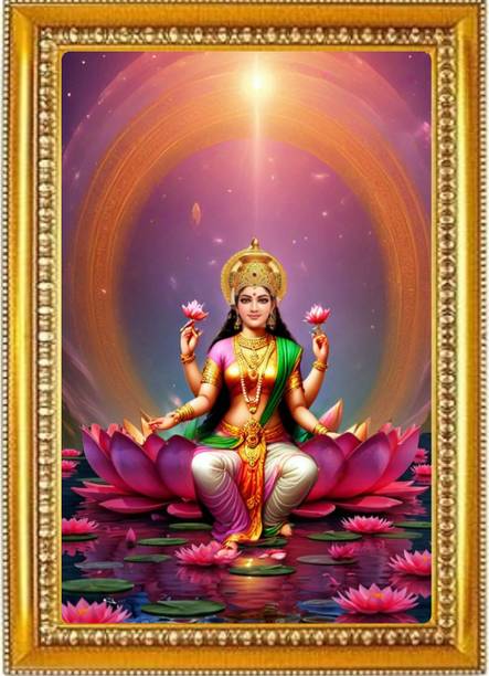 Madhuram Agency Lakshmi Mata Gold HD Photo Frame Religious Frame