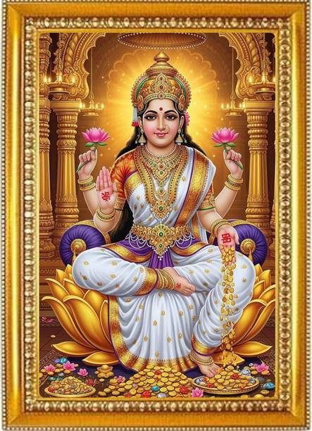 Madhuram Agency Lakshmi Mata Gold HD Photo Frame Religious Frame