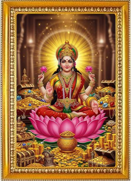 Madhuram Agency Lakshmi Mata Gold HD Photo Frame Religious Frame