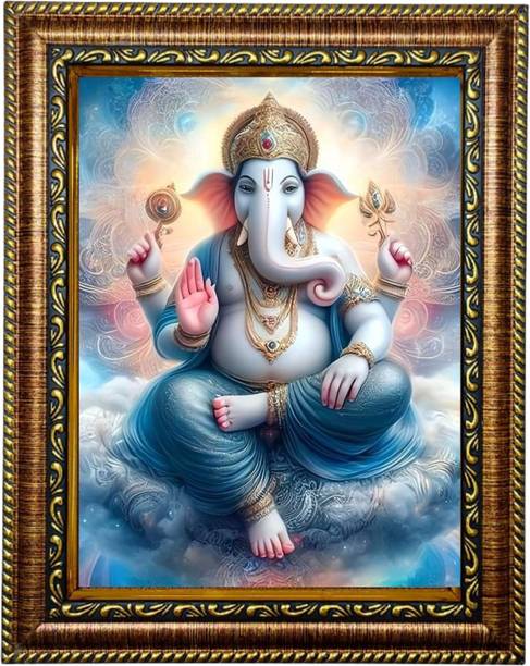 HitechMart Hitech Lord Ganesha ai Painting Photo Frame Wall Decor Religious Frame