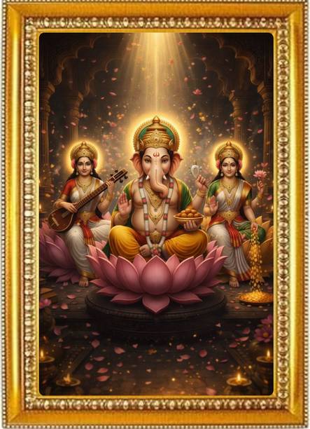 Madhuram Agency Lakshmi Mata Gold HD Photo Frame Religious Frame
