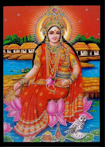 Deshkart LAKSHMI MATA 5 X 7 Inch Laminated Photo Pasted on MDF Free Standing Religious Frame
