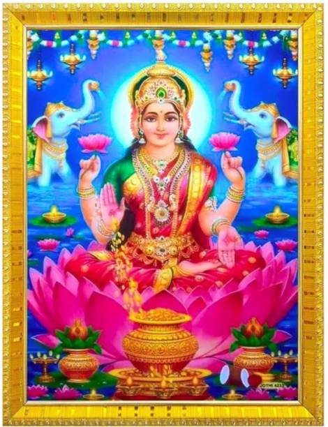 LVY Dekor Laxmi Mata Photo Frame | Goddess Lakshmi Religious Wall Decor Religious Frame