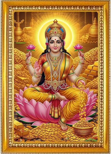 Madhuram Agency Lakshmi Mata Gold HD Photo Frame Religious Frame
