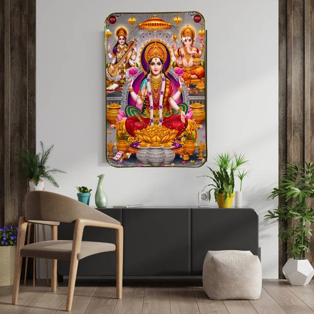 SHRI KHATU SHYAM CREATION Laxmi Mata And gannesh ji Religious Frame
