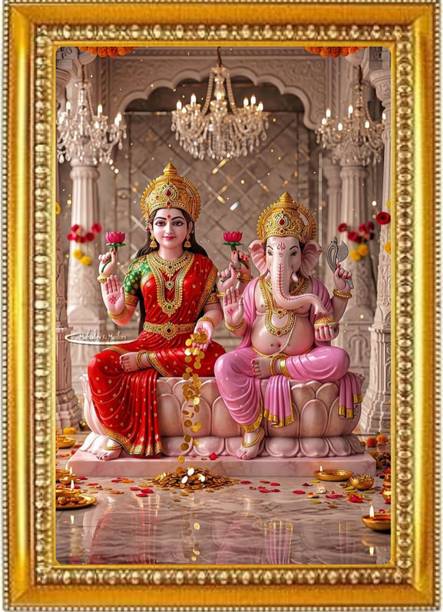 Madhuram Agency Lakshmi Mata Gold HD Photo Frame Religious Frame