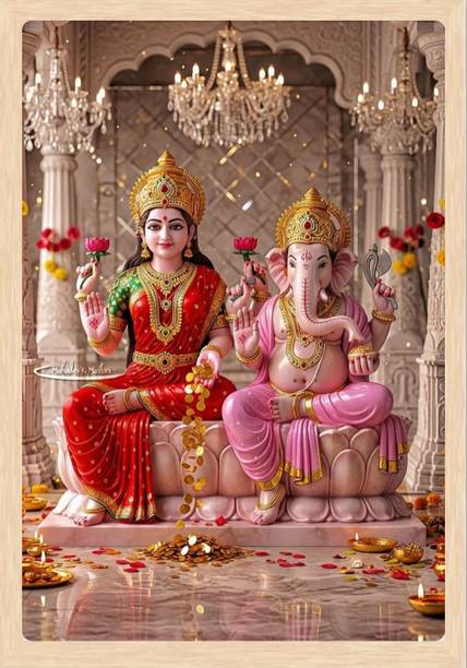 Madhuram Agency Lakshmi Mata Gold HD Photo Frame Religious Frame