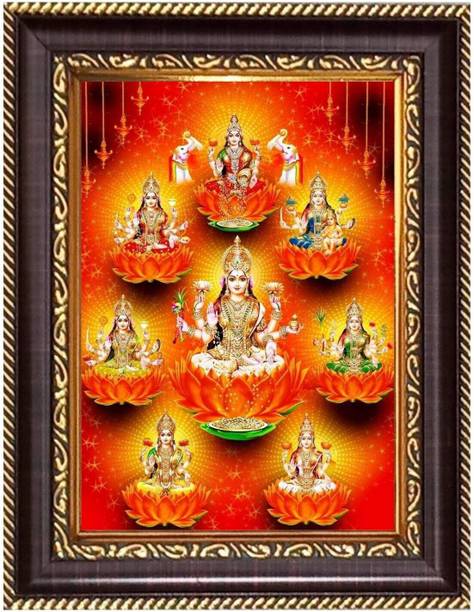 HitechMart Lord Vishnu and MataLakshmi Photoframe 8.7x10.7 inches Religious Frame
