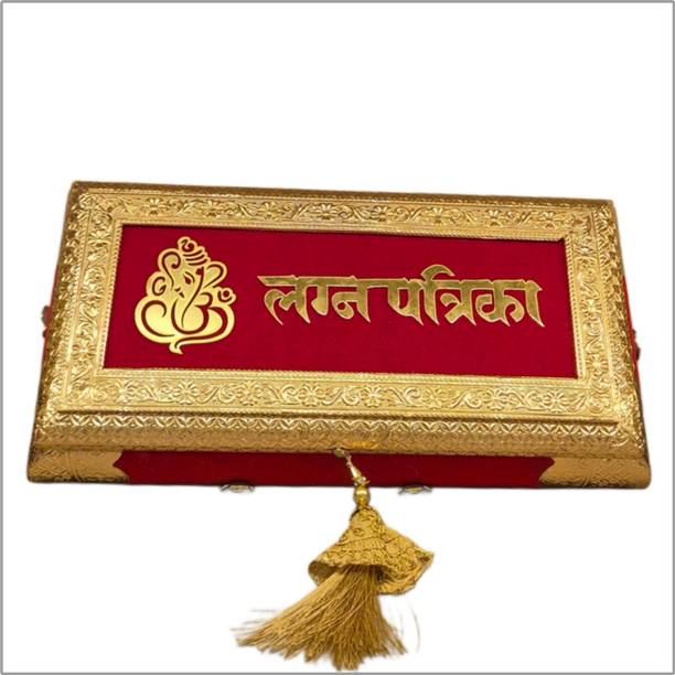 Balaji Mart Premium Lagna Patrika Box with Wedding Music Speaker Colour Red Gold Religious Tile
