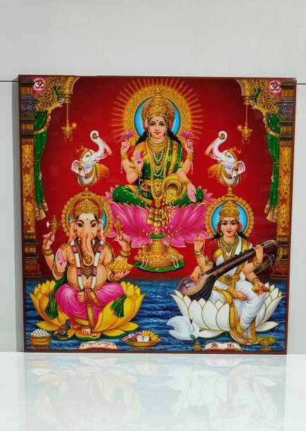 Rajaramtiles God Ganpati Laxmi Saraswati ji Photo Ceramic Tile Religious Tile