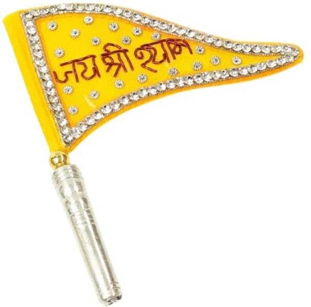 Puniya Path Handcrafted Pure Silver (Chandi) Jai Shree Shyam Dwaja/Flag Religious Tile