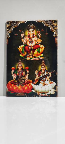 Rajaramtiles God Ganpatri Laxmi Sarswati ji Photo vetryfide Tile full digital Religious Tile