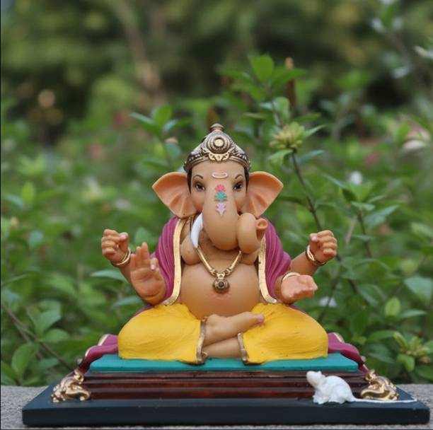 TinyDevine Dagdusheth Ganesh Decorative Showpiece - 10 cm