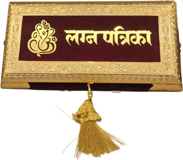 Balaji Mart Premium Lagna Patrika Box with Wedding Music Speaker Colour Maroon Gold Religious Tile