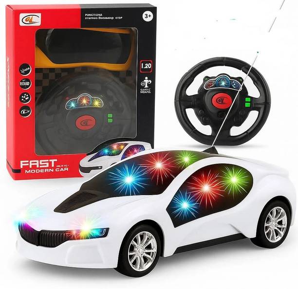 Xcillince Toys Fast Modern RC Car with Colorful LED Lights & Wireless Steering Remote