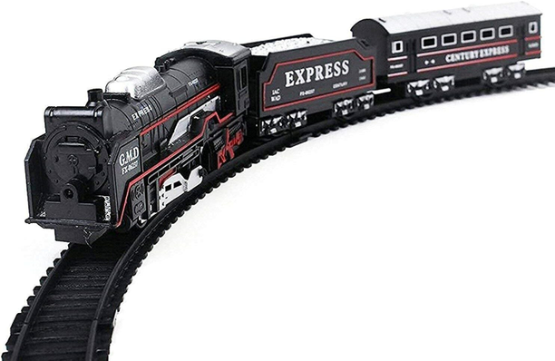 Toodles Black Train and Train Set,13 Pieces Battery Operated Toy Set for Kids