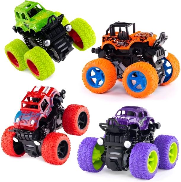 Zenex store Monster truck toys car for kids 4 wheel Friction push to go speed monster truck (RED, Pack of: 1)