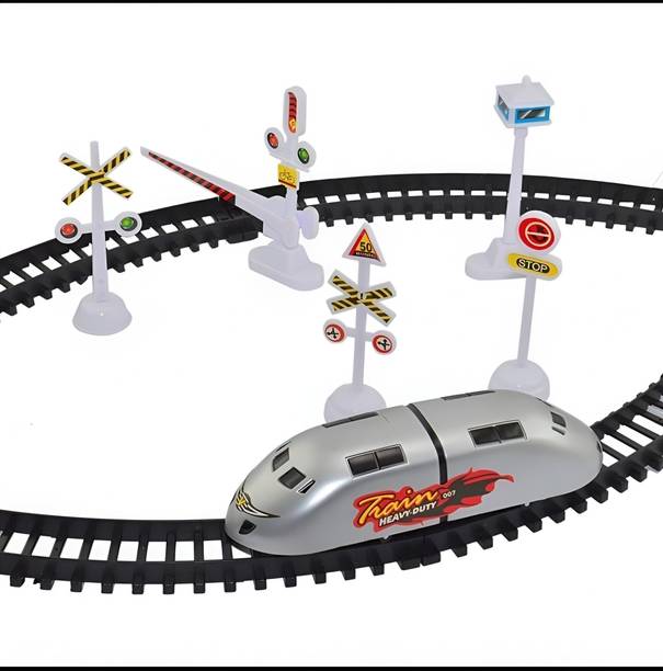BharatToys Electric Train Toy Set with Track & Railway Signals for Kids | Battery Operated