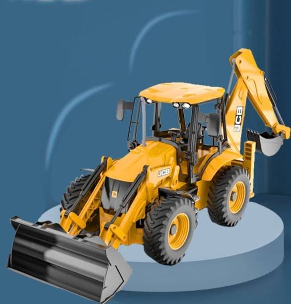 Learn With Fun 2 in 1 Unbreakable Pull Back JCB Construction Loader Truck Vehicle Toy for kids Yellow