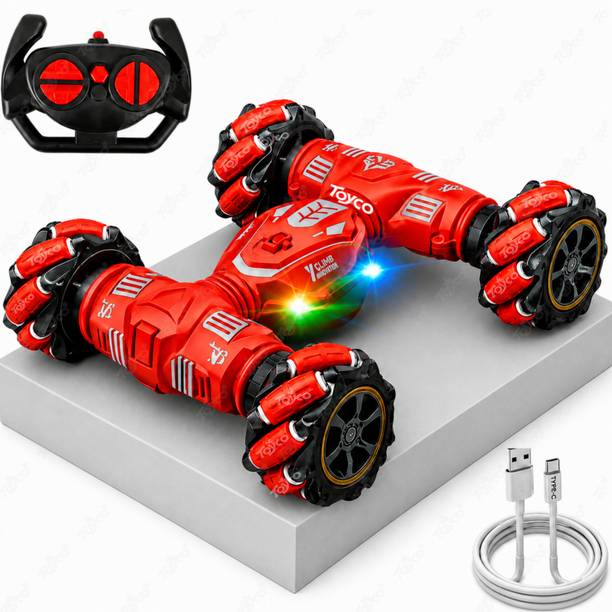 Toyco 2.4GHz Drift Stunt Rechargeable 4WD Off-Road 360° Rotating Remote Car for Kids