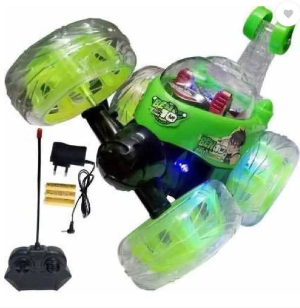 JRCLUB Rechargeable Remote Control plastic rolling stunt car with Music & Lights