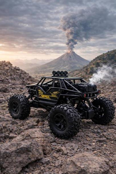 VAISHNAVIENTERPRISES RC Car Big Black 4x4 Off Road Rock with Mist Smoke Feature Toy